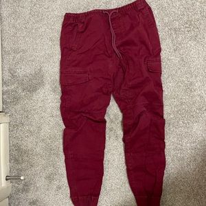 burgundy joggers